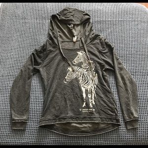 Cute gray hoodie with zebras. From Lincoln Park Zoo.